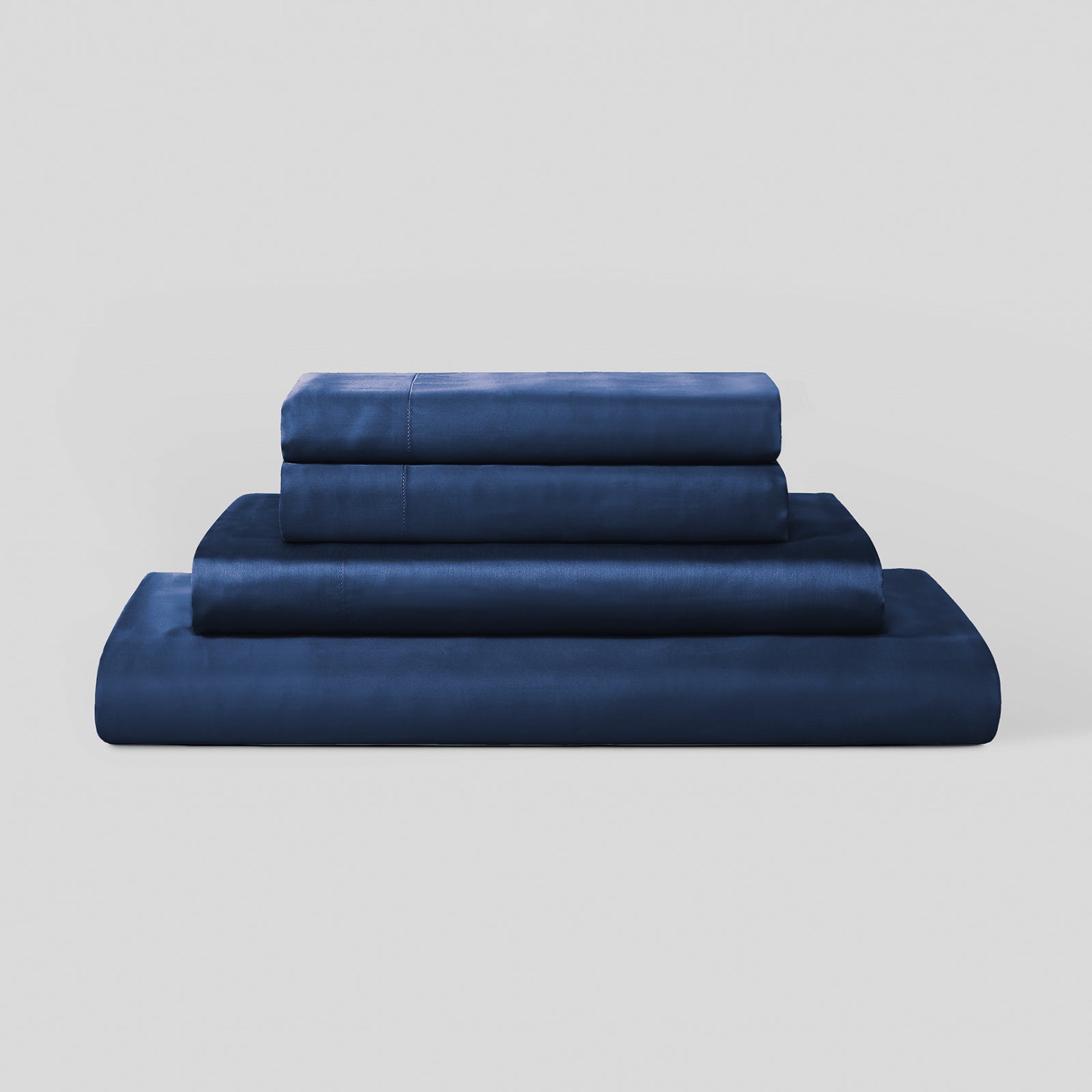 Sijo AiryWeight eucalyptus TENCEL lyocell sheet set, folded in sapphire blue