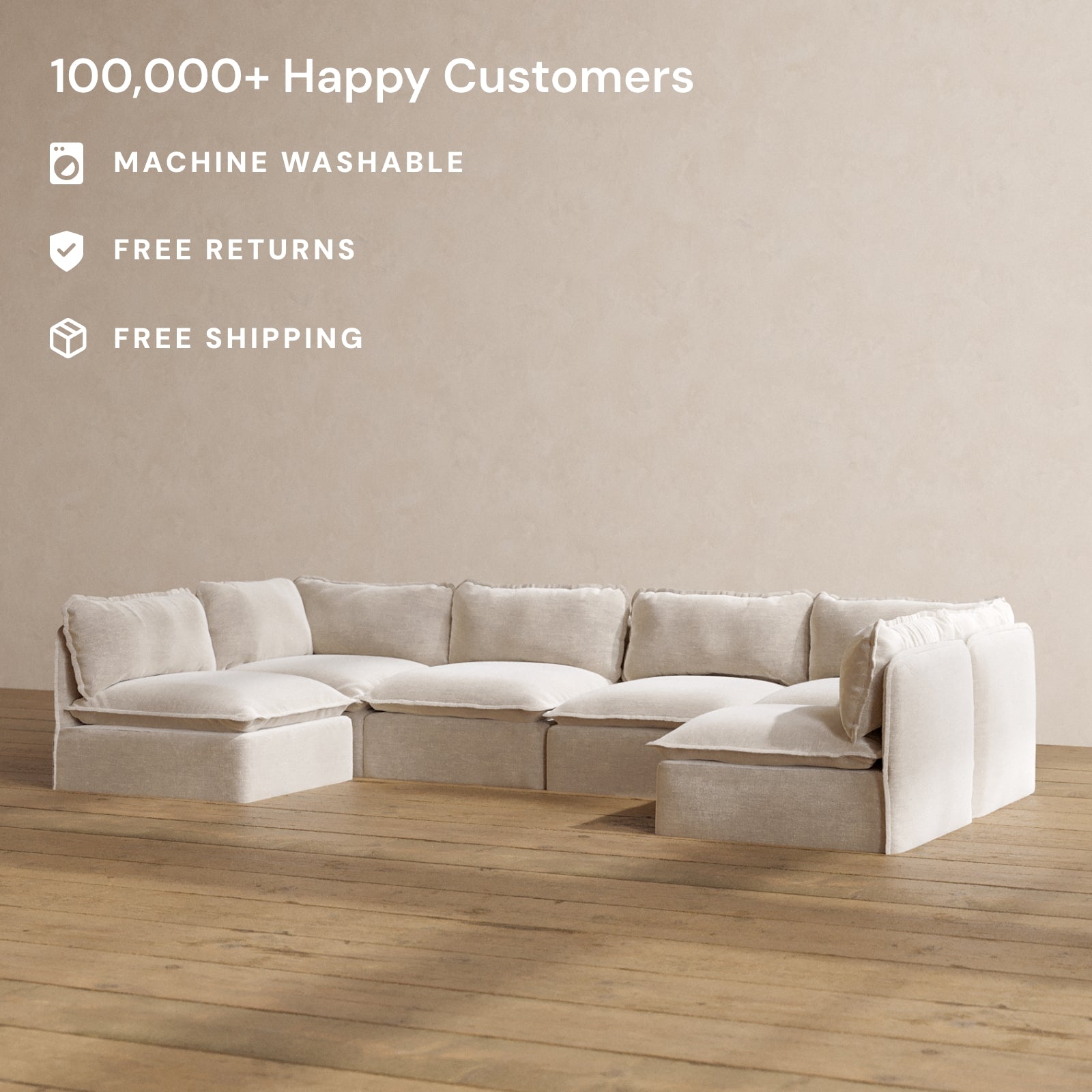 Anabei washable modular U-sectional, representative configuration