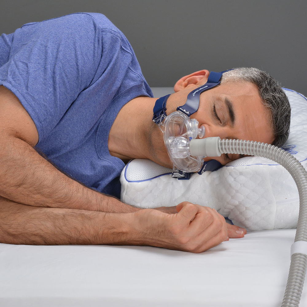 Contour CPAPMax Pillow used with a CPAP mask