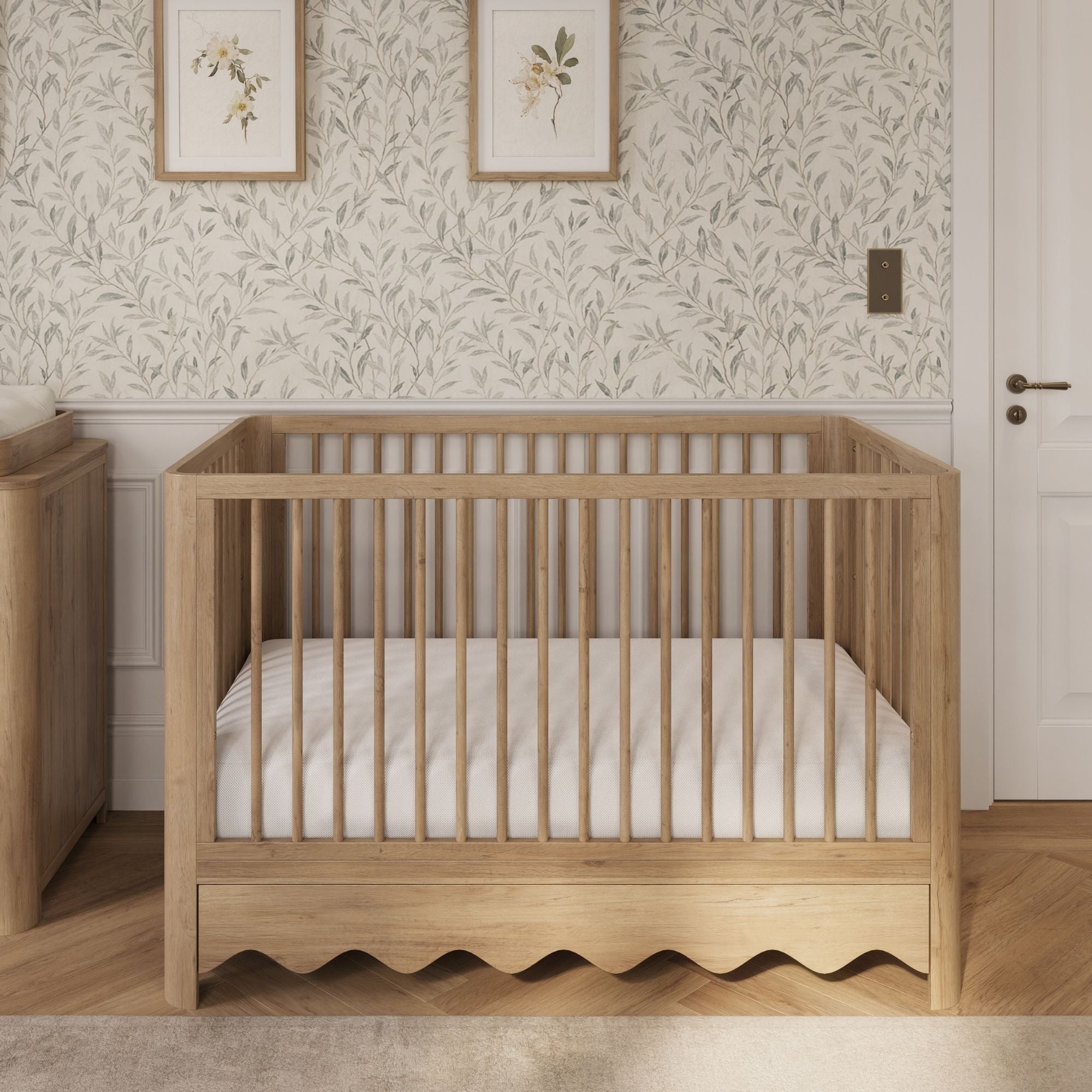 Current Naturepedic Breathable Organic 2-Stage crib mattress in a nursery, manufacturer photo; not the 2016 Yawnder test sample