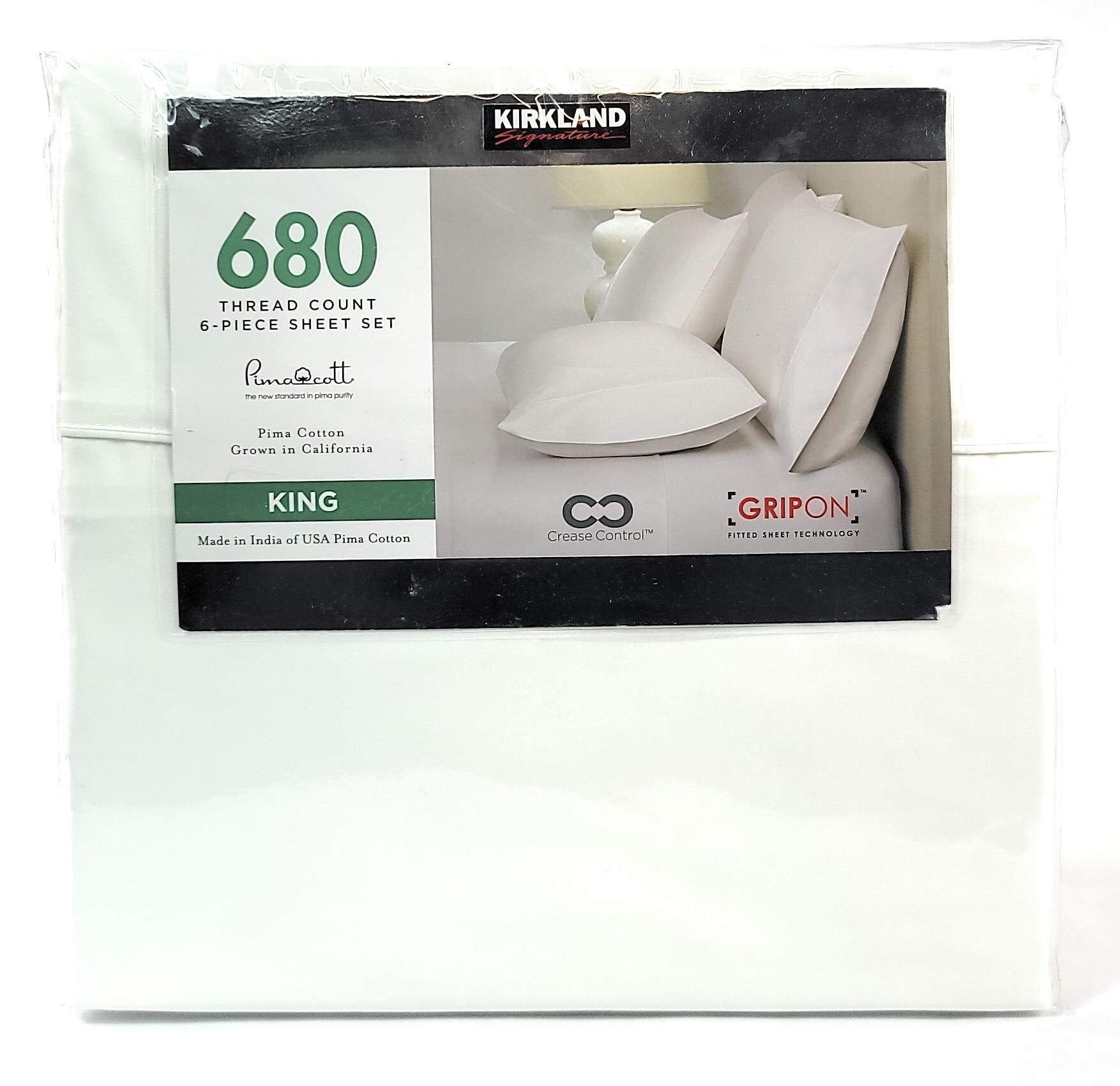 Kirkland Signature 680-thread-count Pima cotton sheet set package