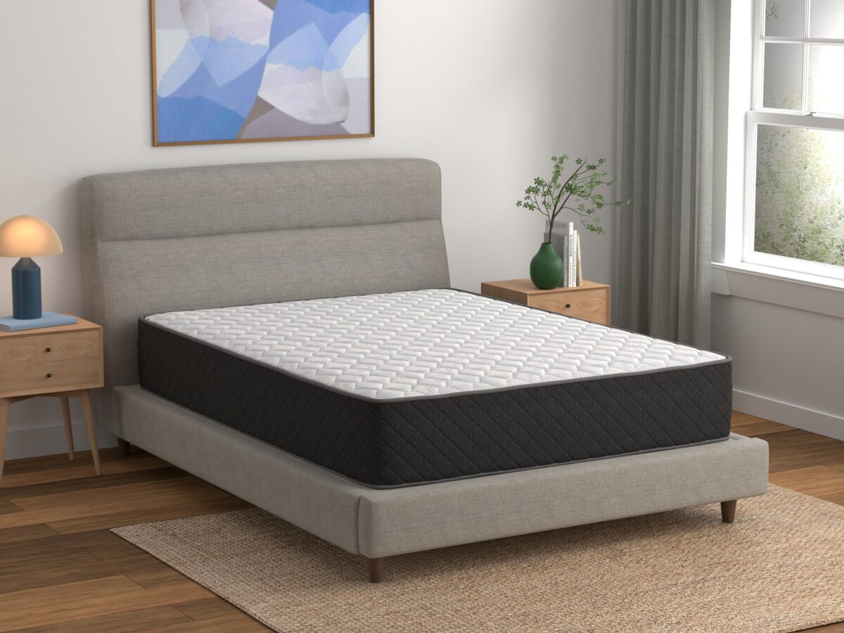 Mattress in a bedroom shown on Corsicana’s current website; exact retail model unspecified