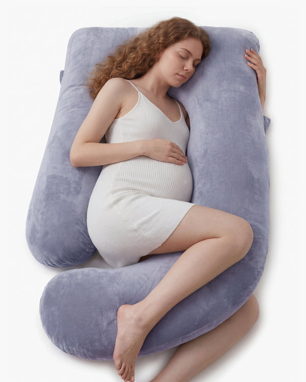 Momcozy U-shaped pregnancy pillow for side sleeping