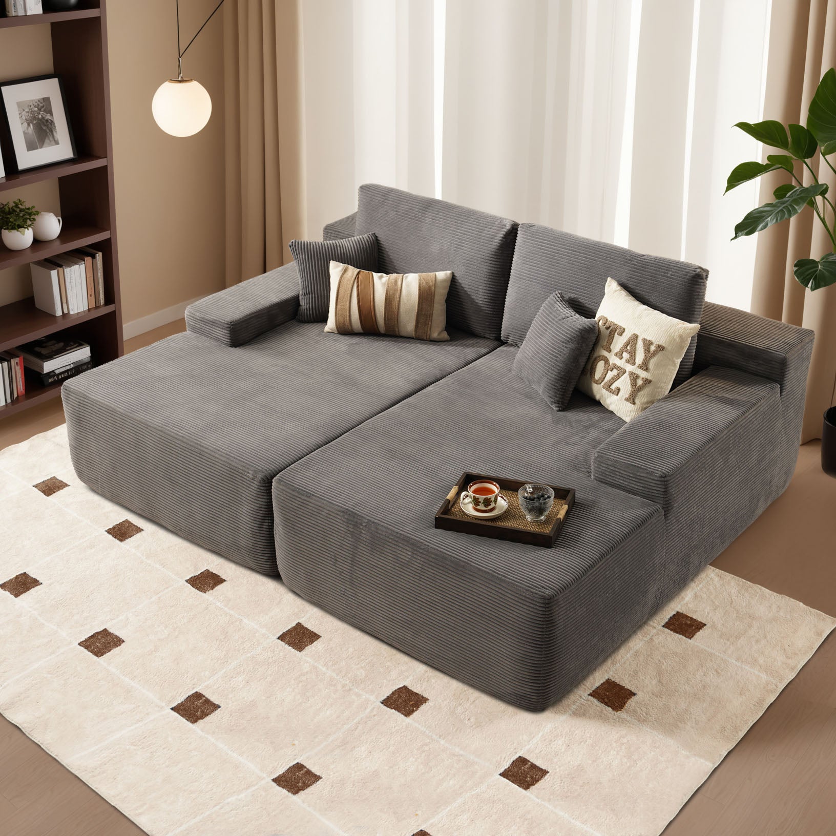 OVIOS 81-inch corduroy boneless sofa