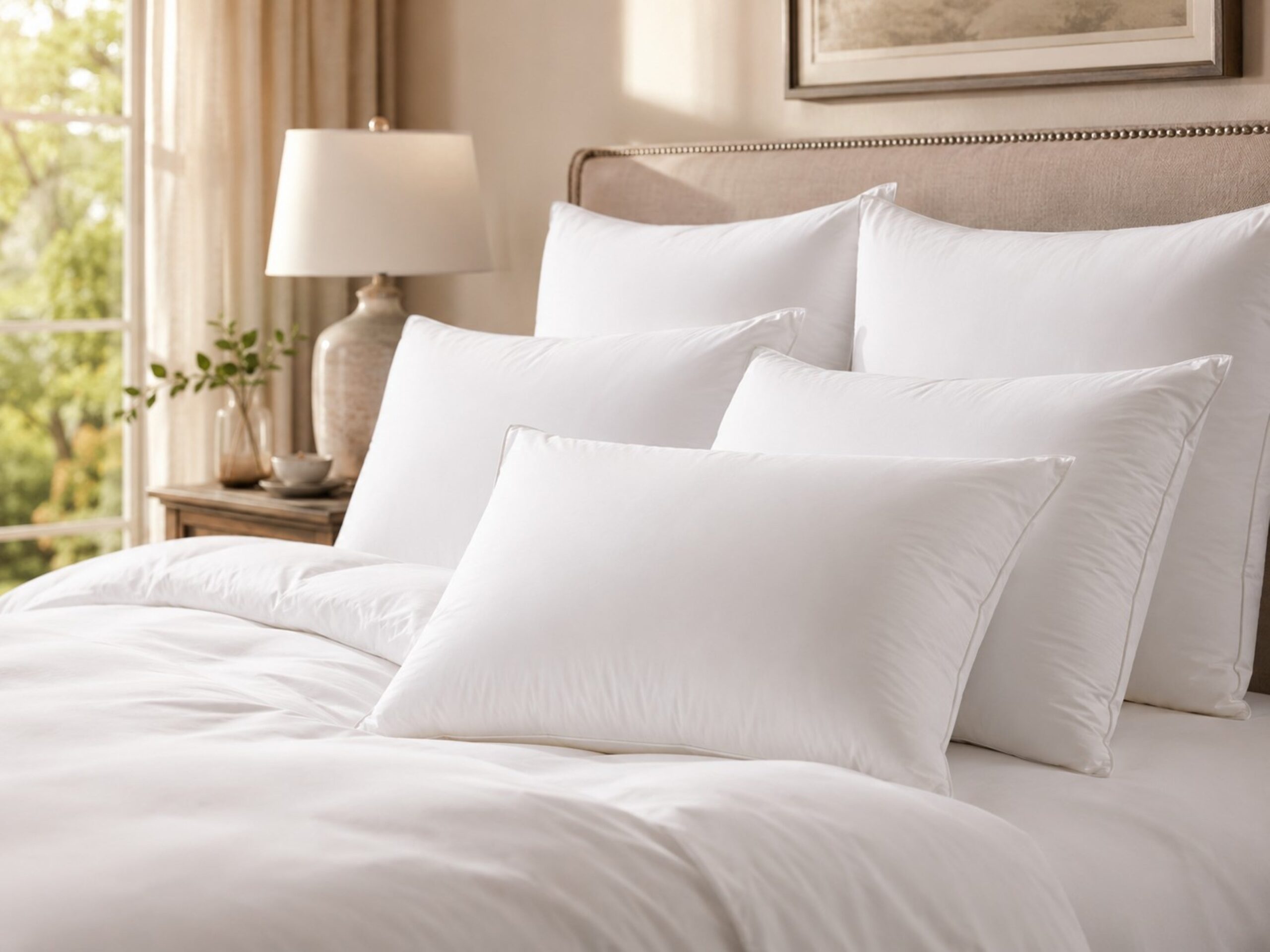 Down Decor 330TC Sateen White Goose Down Pillow detail