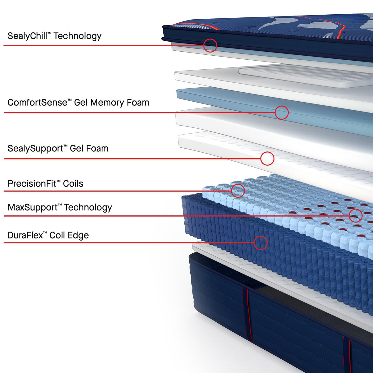Sealy Posturepedic Elite Brenham II construction layers