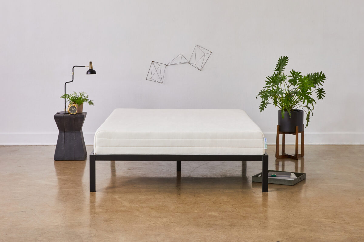 Sleep On Latex Pure Green organic latex mattress on a bed frame