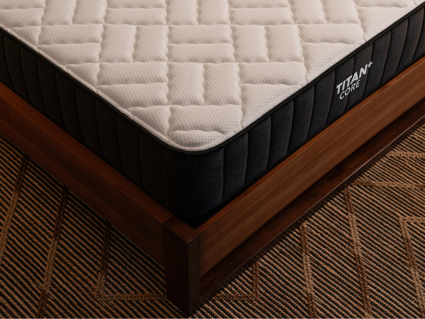 Titan Plus Core 12-inch mattress with white quilted top and dark side panel