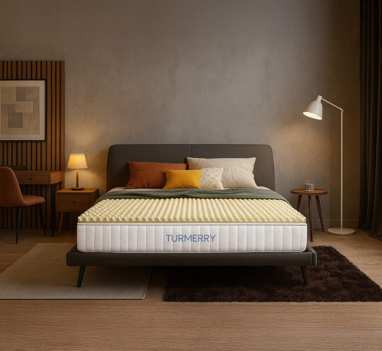 Turmerry egg crate latex mattress with convoluted comfort foam exposed