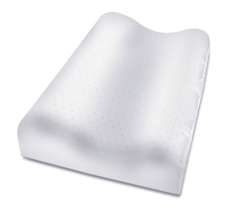 Turmerry latex contour pillow showing its two raised neck support edges