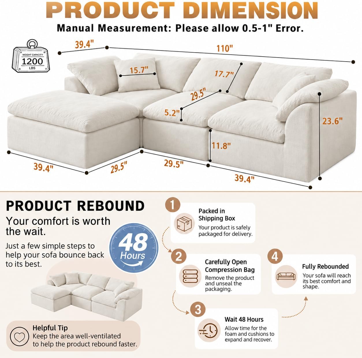 Additional manufacturer gallery view of the YEFLIXVRAU Luxe White modular cloud sectional