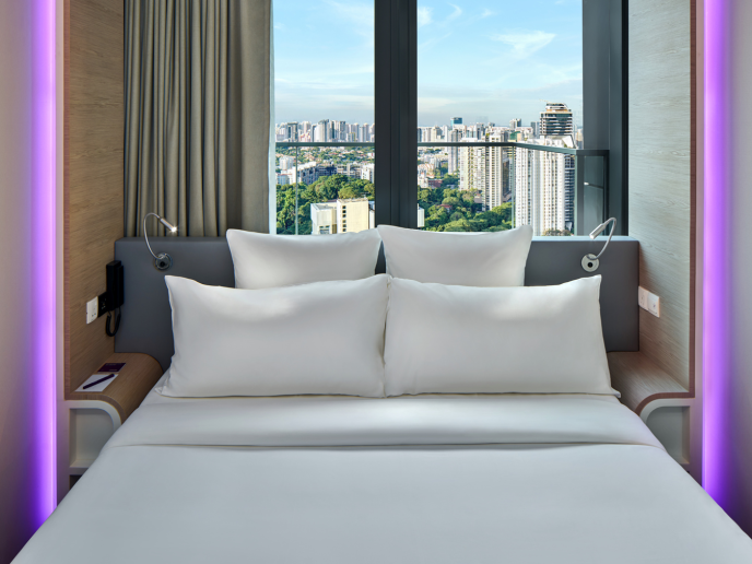 YOTEL adjustable SmartBed in a hotel room
