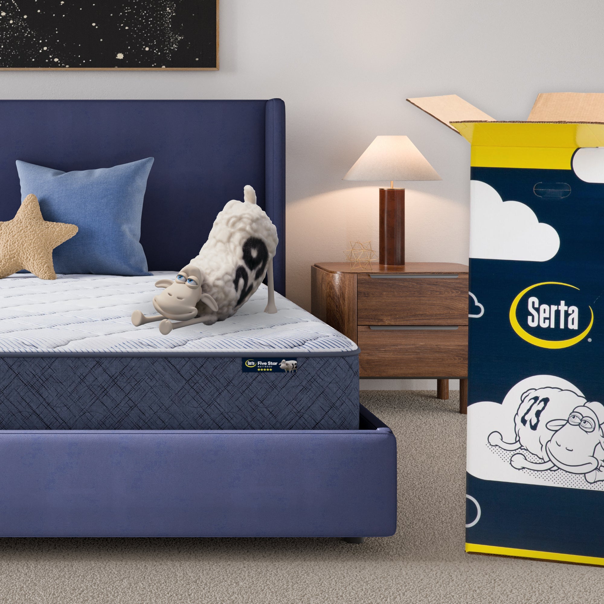 Serta Five Star 10-inch Medium mattress in manufacturer room photography
